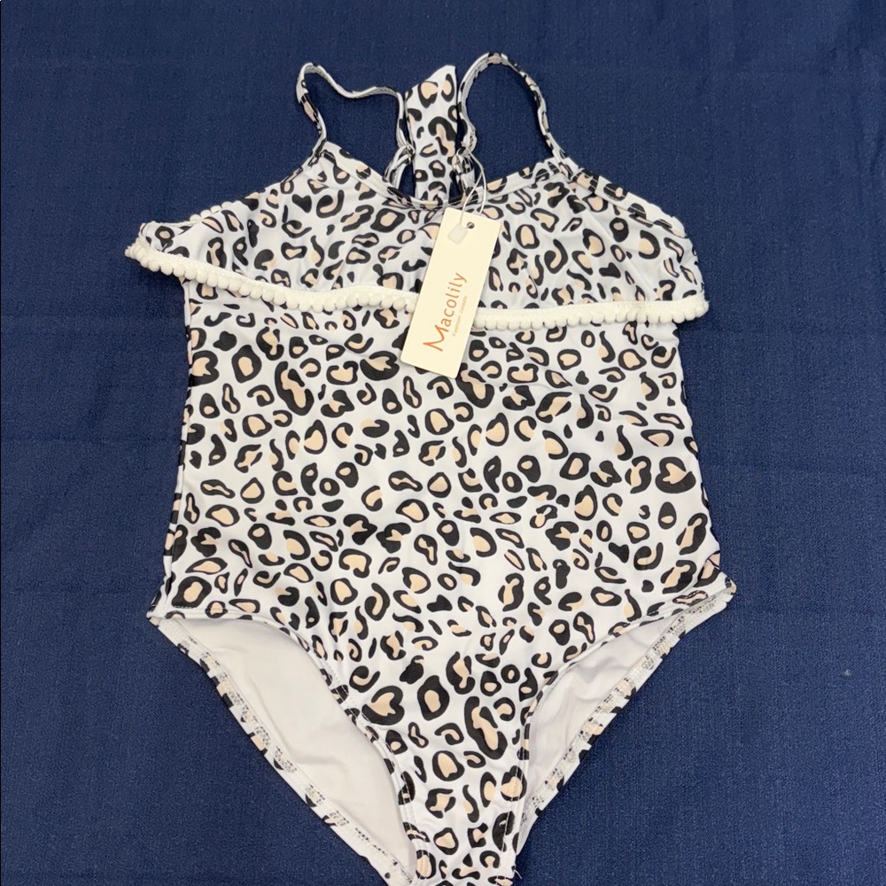 little Girls Leopard animal Print One-Piece Swimsuit size 3T 3-4 yrs bathingsuit